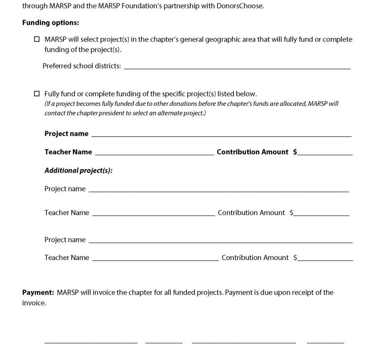 DonorsChoose Chapter Contribution Commitment Form - Fillable PDF....